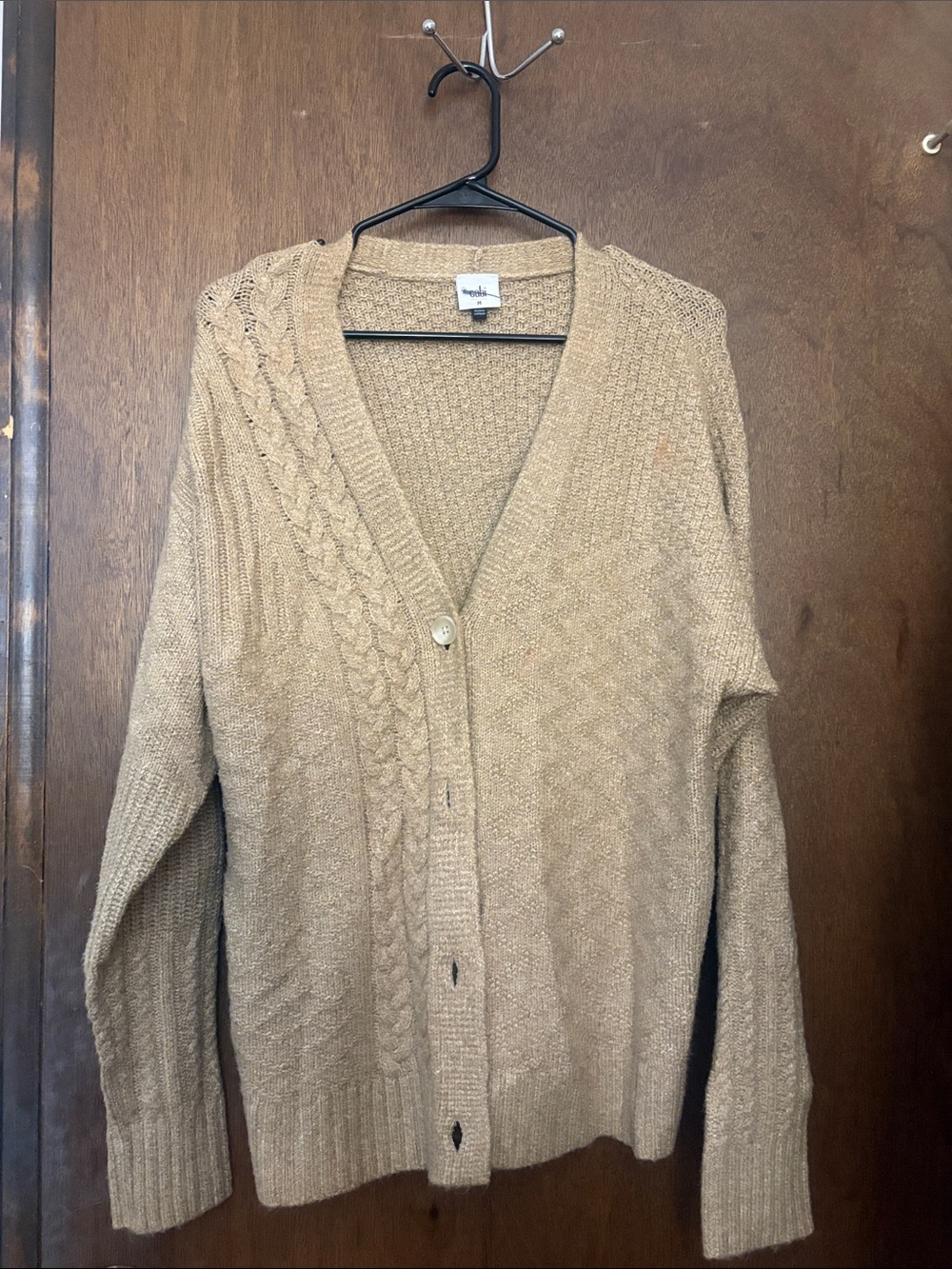 CAbi Men's Tan Cable Cardigan Sweater